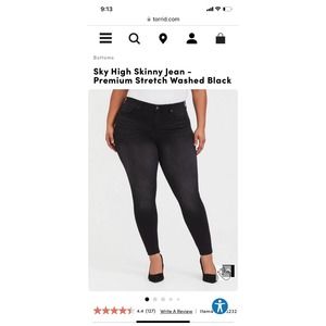 Torrid Sky High Skinny Jean - Premium Stretch Washed Black